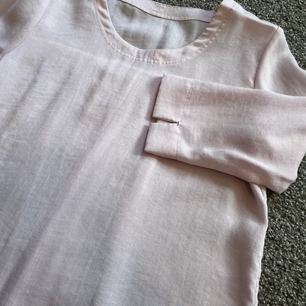 Fridaze Pink Linen Pleated Top Women's S Relaxed Fit Soft Girl Feminine - Picture 2 of 9